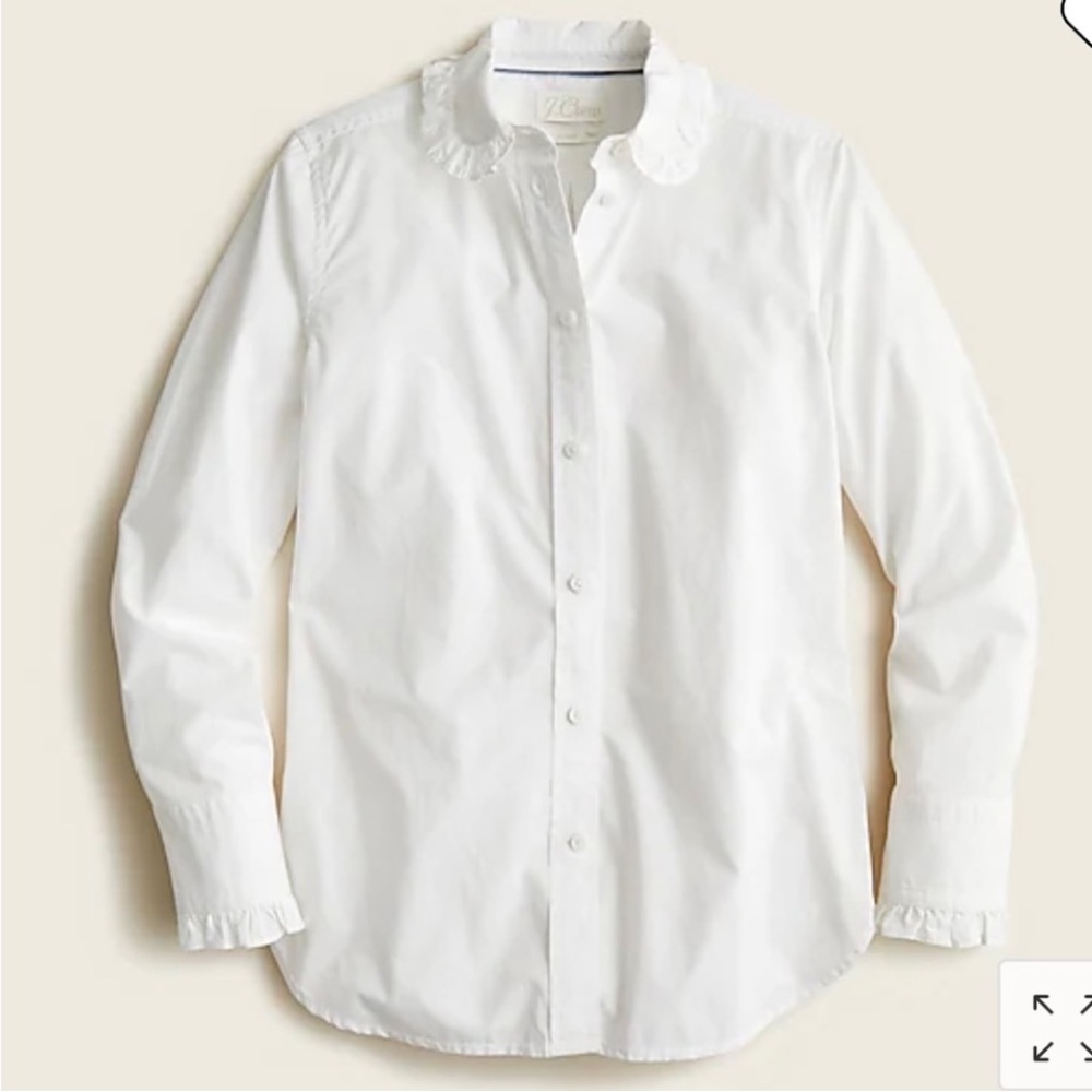 New With Defects J Crew Classic Fit Ruffle Collar Shirt White 4 - Picture 2 of 11